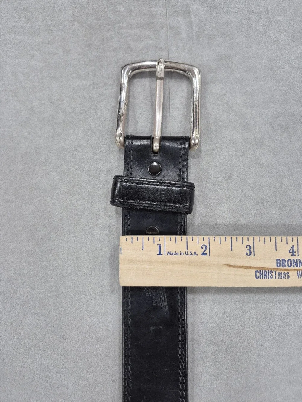 Red Wing Shoes belt men's 32 black leather solid brass silver buckle